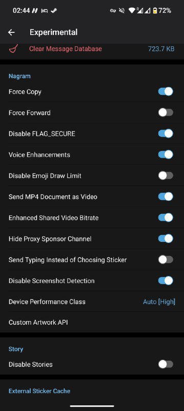 Скачать Telegram Premium бесплатно без СМС и регистрацииNagramX Fork - новый волшебный и полностью опенсорсный клиент Telegram для Android. Самый официальный из существующих 😐Использует наработки Nekogram, NekoX, Pigeongram, Nullgram, TeleTux, OwlGram, CherryGram, exteraGram, Octogram, NagramX, AyuGram.Самое вкусное:- Невидимость - Сохранение удалённых сообщений, история редактирования- Обход ограничений на копирование и сохранение- Интеграция ИИ (распознавание голосовых, переводчик)- Второй PIN для удаления данных- Рабочие пуш-уведомления- Сохранение стикеров (у меня не работает, возможно руки из жопы)- Ускоренная загрузка и выгрузка файлов- Куча настроекСледить за обновлениями можно через Obtainium#пиратство #Android #Telegram